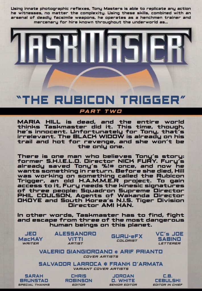 Taskmaster #2 Preview – Weird Science Marvel Comics